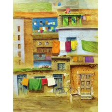 S. A. Noory, Colors of Slum Area III, 17 x 24 Inch, Watercolor on Paper, Cityscape Painting,AC-SAN-038