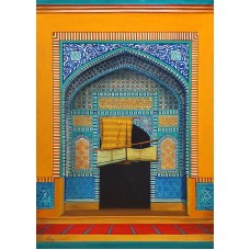 S. A. Noory, Shah Jahan Mosque - Thatta, 30 x 42 Inch, Acrylic on Canvas, Cityscape Painting, AC-SAN-132
