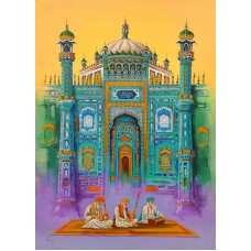 S. A. Noory, Shrine of Sachal Sarmast - Khairpur, 24 x 36 Inch, Acrylic on Canvas, Cityscape Painting, AC-SAN-119