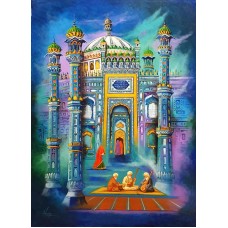 S. A. Noory, Shrine of Sachal Sarmast - Khairpur, 30 x 42 Inch, Acrylic on Canvas, Cityscape Painting, AC-SAN-133