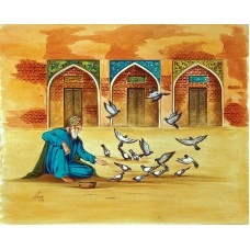 S. A. Noory, Wazir Khan Mosque III, Lahore , 12 x 15 Inch, Watercolor on Paper, AC-SAN-012