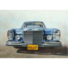 S. M. Fawad, Mercedes Car Karachi, 38 x 53 Inch, Oil on Canvas, Realistic Painting, AC-SMF-119