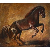 S. M. fawad, 15 x 16 Inch, Oil on Canvas, Horse Painting, AC-SMF-045