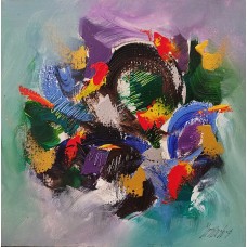 S. M. Naqvi, 15 x 15 Inch, Acrylic on Canvas, Abstract Painting, AC-SMN-140