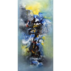 S. M. Naqvi, 24 x 48 Inch, Acrylic on Canvas, Abstract Painting, AC-SMN-127