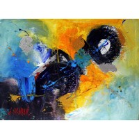 S. M. Naqvi, Acrylic on Canvas, 10  x 14 Inch, Abstract Painting, AC-SMN-026