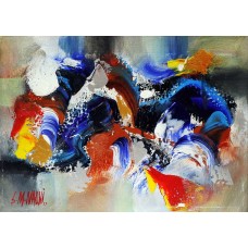 S. M. Naqvi, Acrylic on Canvas, 10  x 14 Inch, Abstract Painting, AC-SMN-027