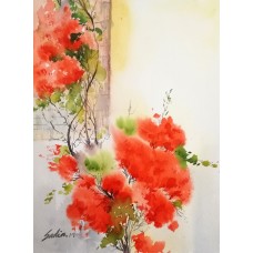 Sadia Arif, 11 x 15 Inch, Water Color on Paper, Floral Painting, AC-SAD-018