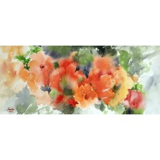 Sadia Arif, 09 x 21 Inch, Water Color on Paper,  Floral Painting, AC-SAD-002