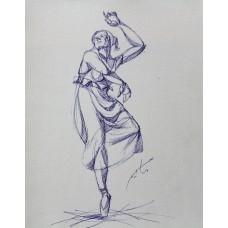 Saleem Raza, 10  x 13 Inch, Ballpoint Pen, Figurative Painting, AC-SR-015