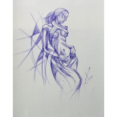 Saleem Raza, 11 x 14 Inch, Ballpoint Pen, Figurative Painting, AC-SR-011