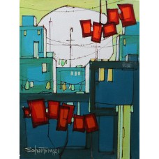 Salman Farooqi, 12 x 16 Inchc, Acrylic on Canvas, Cityscape Painting-AC-SF-128