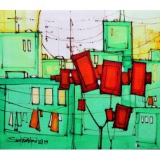 Salman Farooqi, 14 x 16 Inchc, Acrylic on Canvas, Cityscape Painting-AC-SF-112