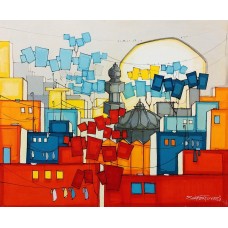 Salman Farooqi, 30 x 36 Inch, Acrylic on Canvas, Cityscape Painting, AC-SF-353