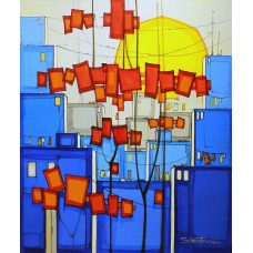 Salman Farooqi, 30 x 36 Inch, Acrylic on Canvas,Cityscape Painting-AC-SF-147