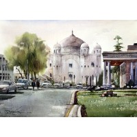 Sarfraz Musawir, Anarkali Tomb, Watercolor, 22x30 Inch,Cityscape Painting, AC-SAR-042(EXB-018)