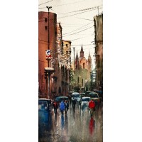 Sarfraz Musawir, Saddar Karachi, Watercolor, 10x22 Inch, Cityscape Painting