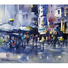 Sarfraz Musawir, 13 x 15 inch, Watercolor on Paper,  Cityscape Painting, AC-SAR-007