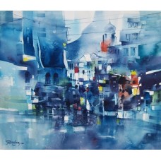 Sarfraz Musawir, 13 x 15 inch, Watercolor on Paper,  Cityscape Painting, AC-SAR-008