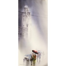 Sarfraz Musawir, 10 x 22 Inch, Watercolor on Paper, Cityscape Painting, AC-SAR-148