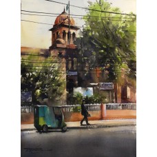 Sarfraz Musawir, 11 x 15 Inch, Watercolor on Paper, Cityscape Painting, AC-SAR-142