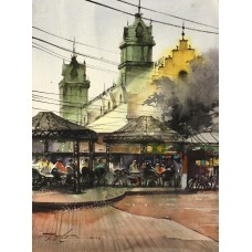 Sarfraz Musawir, 11 x 15 Inch, Watercolor on Paper, Cityscape Painting, AC-SAR-143