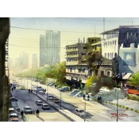 Sarfraz Musawir, 11 x15 Inch, Watercolor on Paper, Cityscape Painting, AC-SAR-077