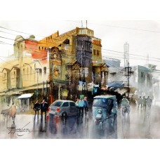 Sarfraz Musawir, 11 x15 Inch, Watercolor on Paper, Cityscape Painting, AC-SAR-078