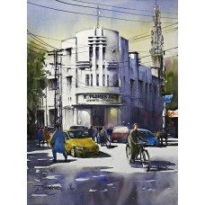 Sarfraz Musawir, Mall Road Lahore, 11 x15 Inch, Watercolor on Paper, Cityscape Painting, AC-SAR-079