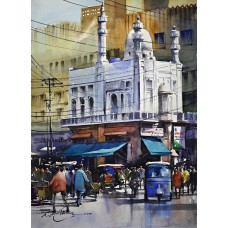 Sarfraz Musawir, Shah Alam Market Lahore, 11 x15 Inch, Watercolor on Paper, Cityscape Painting, AC-SAR-080