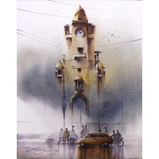 Sarfraz Musawir, KMC Tower-Karachi, 11 x15 Inch, Watercolor on Paper, Cityscape Painting, AC-SAR-083