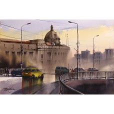 Sarfraz Musawir, KPT-KArachi, 15 x 22 Inch, Watercolor on Paper, Cityscape Painting, AC-SAR-092