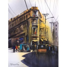 Sarfraz Musawir, Burns Road Karachi, 11 x 15 Inch, Watercolor on Paper, Cityscape Painting, AC-SAR-163