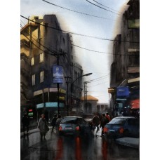 Sarfraz Musawir, Kharadar Karachi, 11 x 15 Inch, Watercolor on Paper, Cityscape Painting, AC-SAR-122