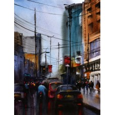 Sarfraz Musawir, Kharadar Karachi, 11 x 15 Inch, Watercolor on Paper, Cityscape Painting, AC-SAR-124