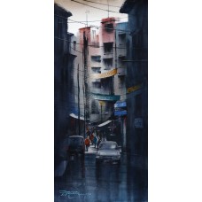 Sarfraz Musawir,10 x 22 Inch, Watercolor on Paper, Cityscape Painting, AC-SAR-096