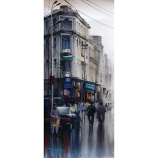 Sarfraz Musawir,10 x 22 Inch, Watercolor on Paper, Cityscape Painting, AC-SAR-097