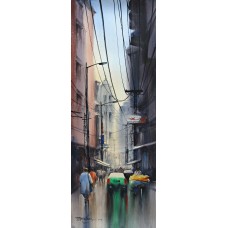 Sarfraz Musawir,11 x 30 Inch, Watercolor on Paper, Cityscape Painting, AC-SAR-102