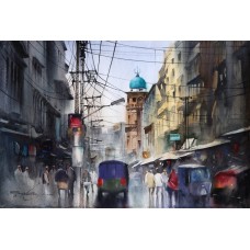 Sarfraz Musawir,15 x 22 Inch, Watercolor on Paper, Cityscape Painting, AC-SAR-094