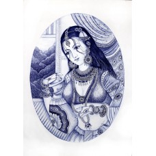 Shahzad, 12 X 17 Inch, Ballpoint on Paper , Miniature Painting, AC-SHD-006