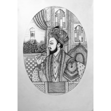 Shahzad, 12 X 17 Inch, Ballpoint on Paper , Miniature Painting, AC-SHD-007