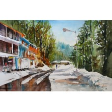 Shaima umer, Nathia Gali Bazar Murree, 14 x 21 Inch, Water Color on Paper, Cityscape Painting, AC-SHA-033