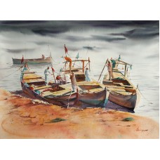 Shaima Umer, 21 x 29 Inch, Water Color on Paper, Seascape Painting, AC-SHA-044