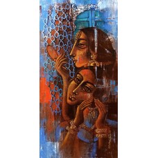 Shaista Momin, Untitled, 20 x 40 Inch, Acrylic on Canvas, Figurative Painting, AC-SHM-027