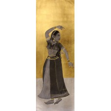 Shamsuddin Tanwri, 15 x 42 Inch, Graphite Gold and Silver Leaf on Paper, Figurative Painting, AC-SUT-001