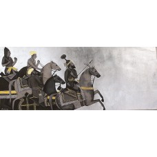 Shamsuddin Tanwri, 17 x 42 Inch, Graphite Gold and Silver Leaf on Paper, Figurative Painting, AC-SUT-078