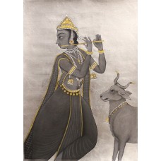 Shamsuddin Tanwri, 21 x 29 Inch, Graphite Gold and Silver Leaf on Paper, Figurative Painting, AC-SUT-009