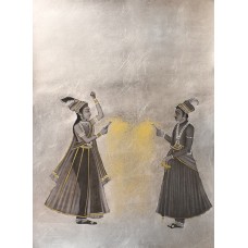 Shamsuddin Tanwri, 22 x 29 Inch, Graphite Gold and Silver Leaf on Paper, Figurative Painting, AC-SUT-010