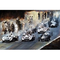 Shan Amrohvi, Oil on Canvas, 24 x 36 inch, Vintage Car painting, AC-SA-061