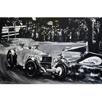 Shan Amrohvi, Oil on Canvas, 24 x 36 inch, Vintage Car painting, AC-SA-070
